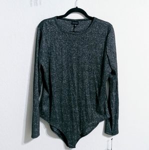 Black Metallic Long Sleeve Bodysuit